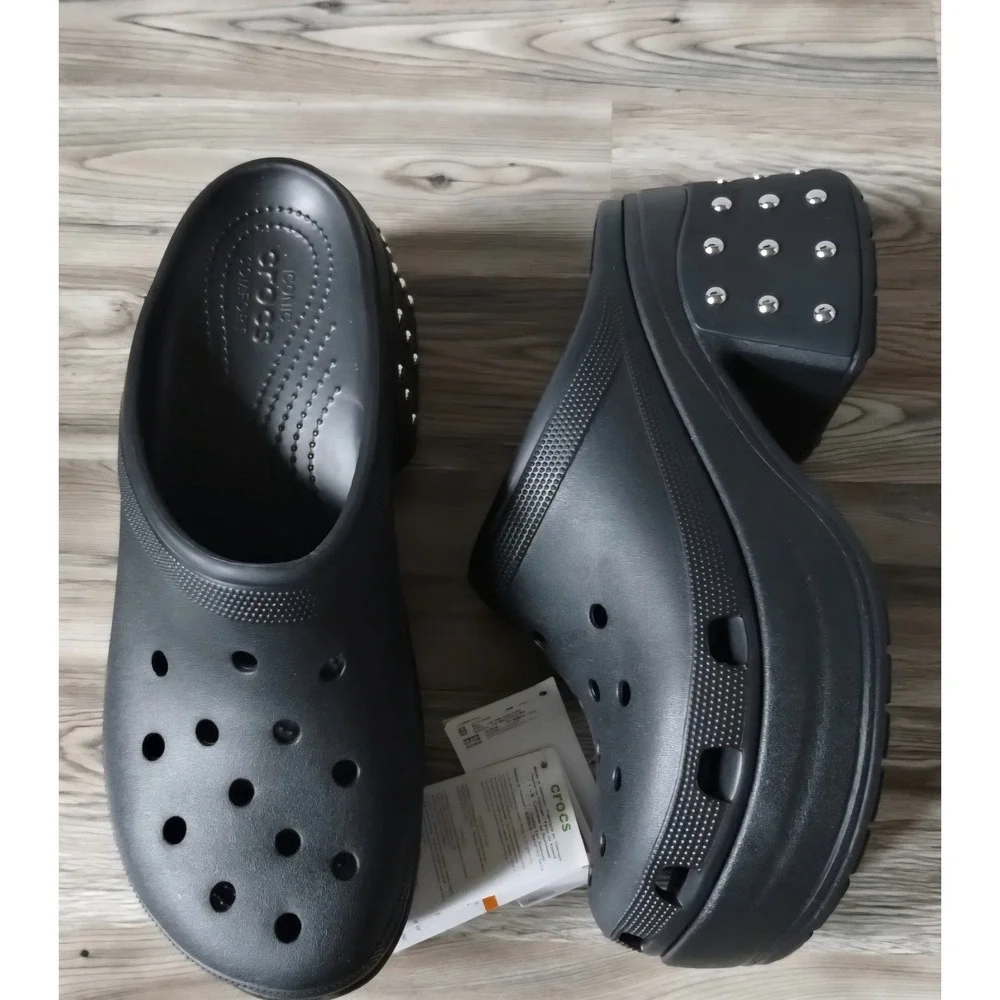 Crocs Siren Studded Clog Black Platform Heel Men's M11 W13